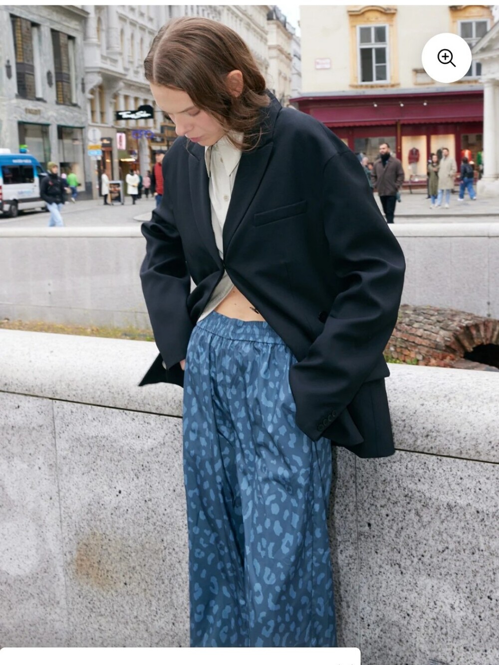 Tibi Recycled Sporty Nylon Cheetah WIde Leg Pull-On Pant - Navy Fog - S - NWT - Picture 12 of 12